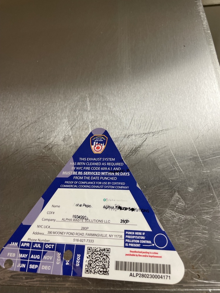 Master Fire Prevention Restaurant Kitchen Blue Inspection Sticker Range Hood Testing Repair 4
